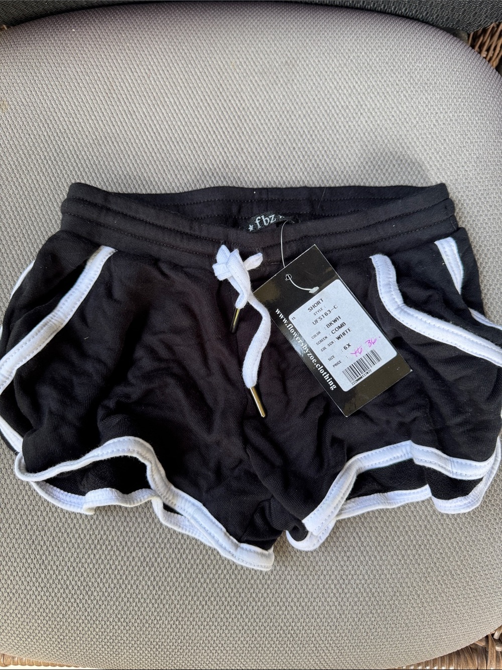 Flowers by Zoe Black Knit Shorts with White Trim